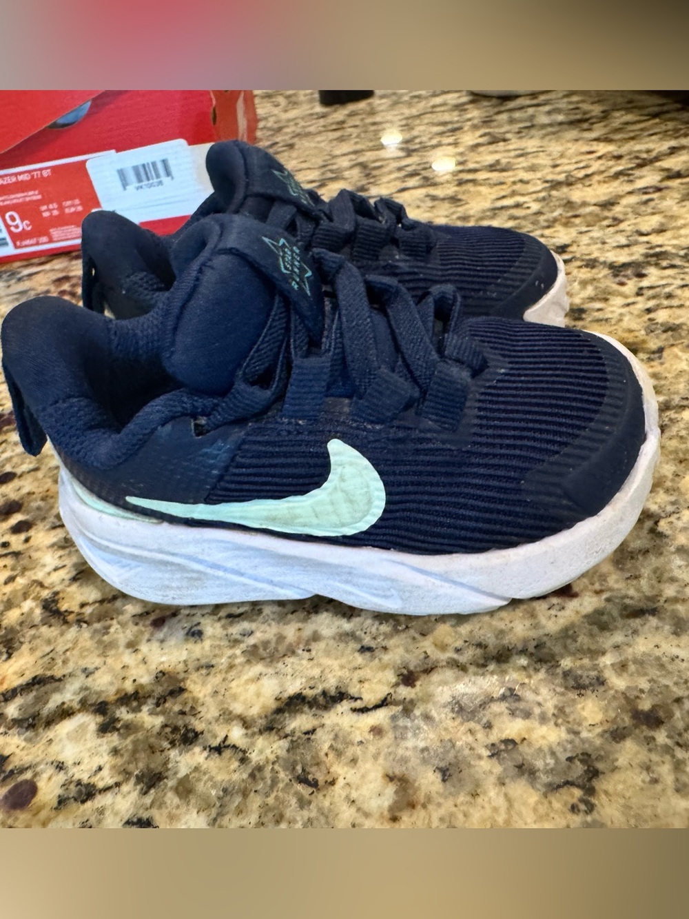 Nike Kids Navy Sneakers with Mint Swoosh